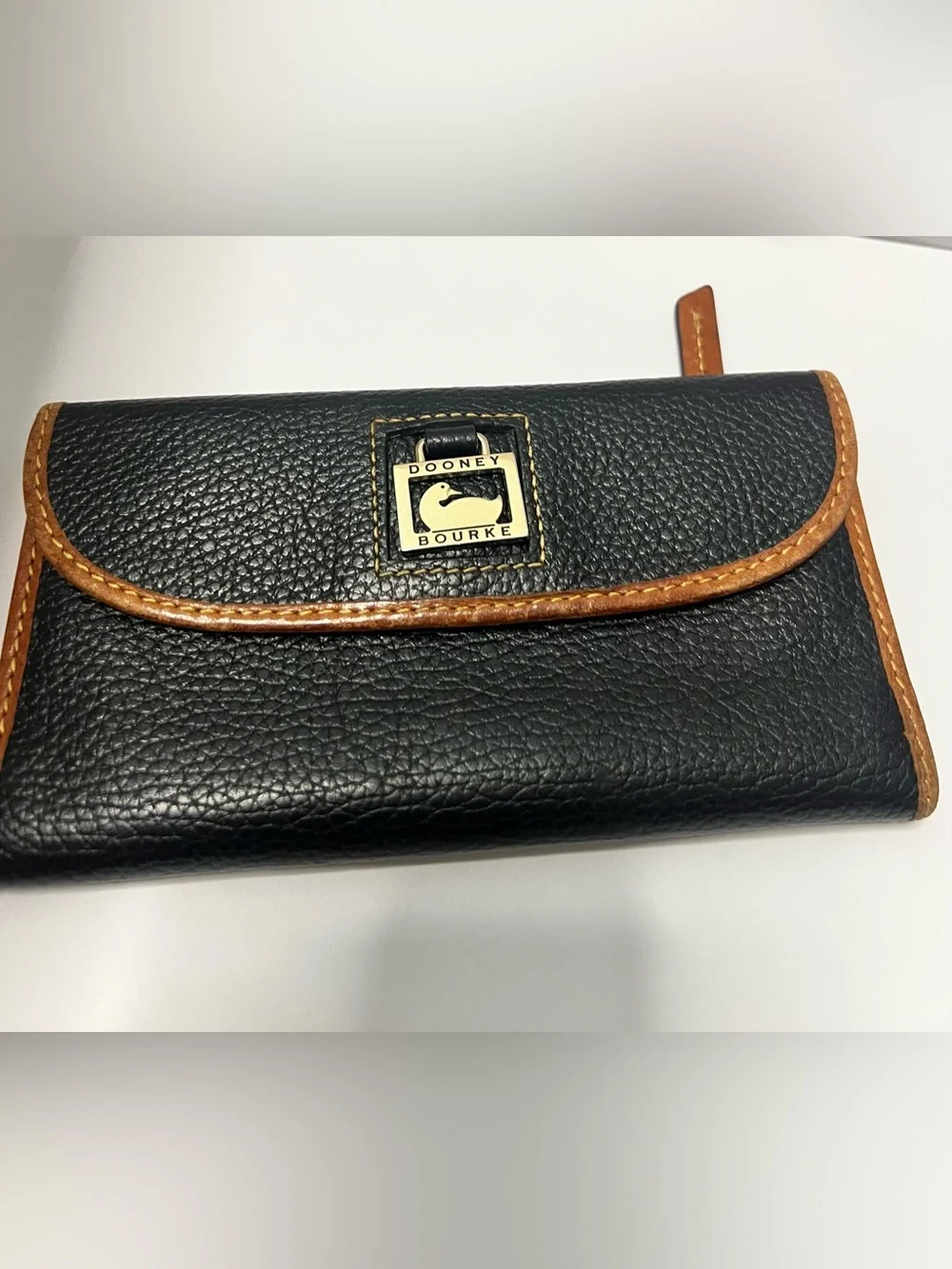 Dooney & Bourke Black Pebbled Leather Continental Clutch Flap Wallet